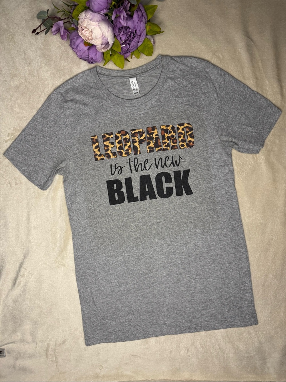 Bella Canvas Gray Leopard Print Graphic Tee - Picture 2 of 14
